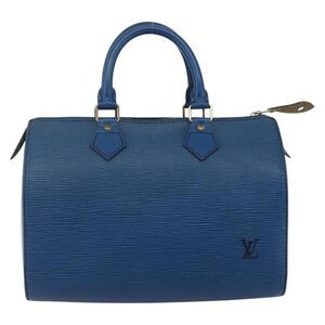 Louis Vuitton Speedy Handbag Epi Leather Blue Leather Handbag (Pre-Owned)
